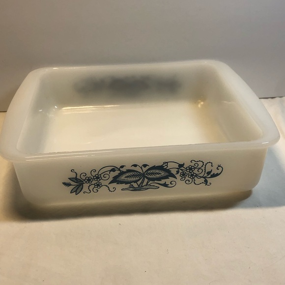 Glasbake 8" Square Casserole Dish "Blue Onion" Blue Floral Print Vintage USA - Picture 5 of 10